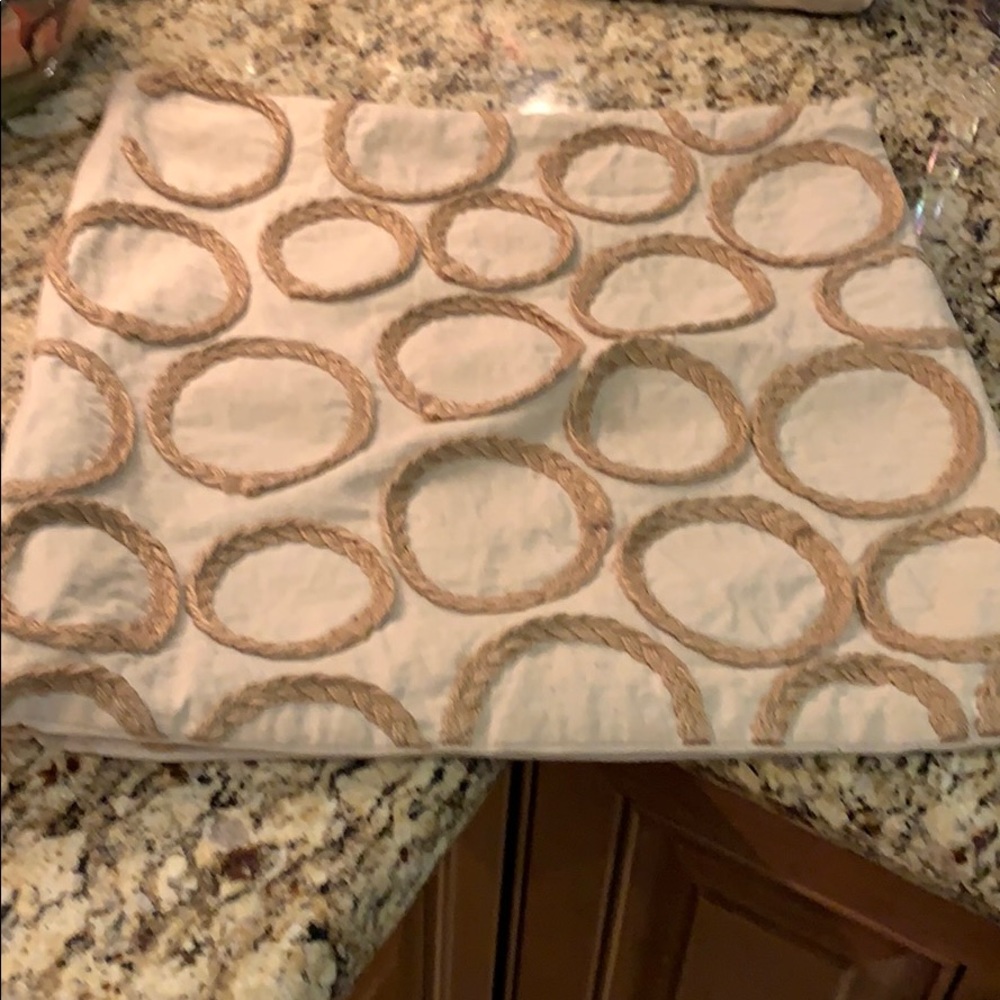 2 Pier One pillow covers 18x18 tan w/braided rope